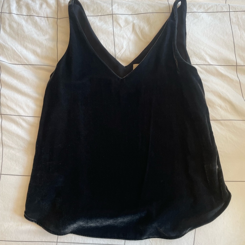 Felt tank top, dark blue and shimmery, size small, never worn!